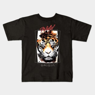 Tiger Wild Nature Free Spirit Art Brush Painting Kids T-Shirt